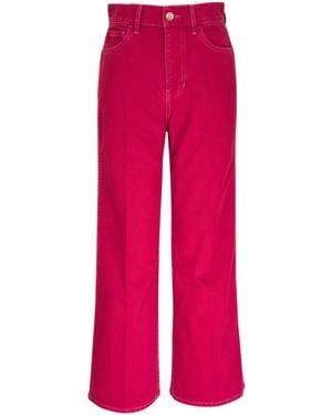 Veronica Beard Cotton Wide-Leg Jeans - Red