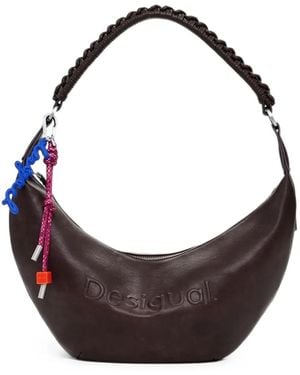 Desigual Medium 3D Logo Braided-Handle Shoulder Bag - Brown