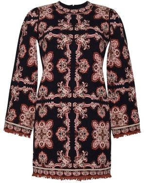 Cara Cara Abito Corto Fritz Con Frange E Stampa Paisley - Rosso