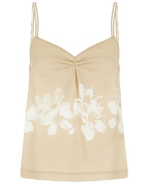 Iceberg Floral-Print Linen Top - Natural