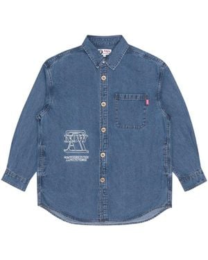 Aape By A Bathing Ape Logo-Embroidered Button-Down Cotton Shirt - Black