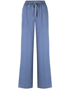 Lorena Antoniazzi Satin Wide-Leg Track Trousers - Blue