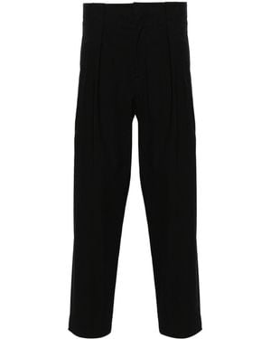 Attachment Pleated Straight Tailored Pants - Black