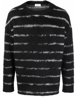 Saint Laurent サンローラン ストライプ プルオーバー - ブラック