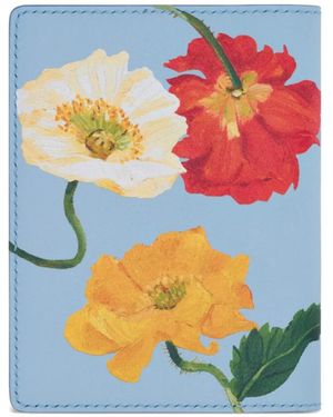 Oscar de la Renta Poppy-Printed Passport Cover - Blue
