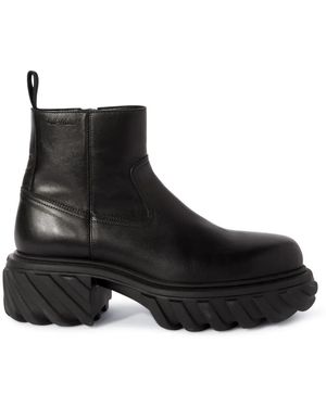 Off-White c/o Virgil Abloh Calfskin Tractor Ankle Boots For Fw23 - Black