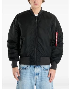 Alpha Industries Ma-1 Distressed Internal Pocket Bomber Jacket - Black