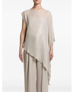 Peserico Asymmetric-Hem Metallic-Finish Top - White