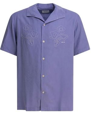 NN07 Floral-Embroidered Shirt - Purple