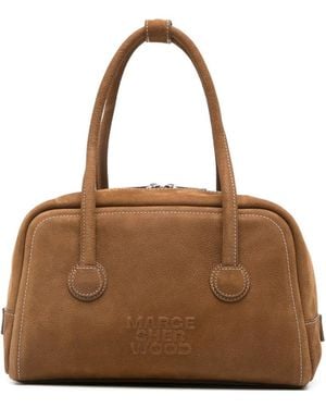 Marge Sherwood Soft Suede Embossed-Logo Tote Bag - Brown