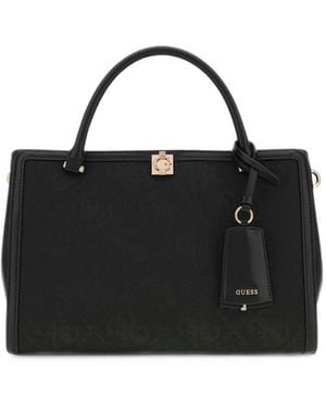 Guess Audrey Monogram-Pattern Tote Bag - Black