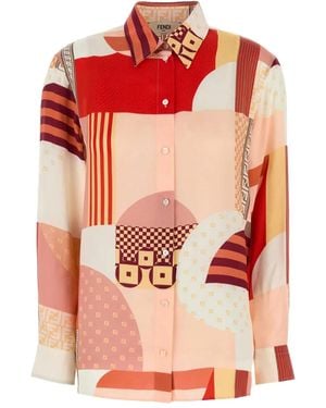 Fendi Patchwork Silk Shirt - Orange