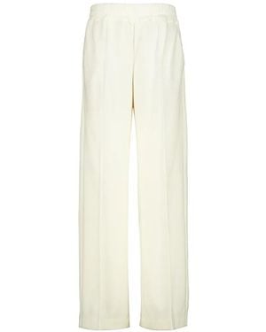 120% Lino Pantalon Droit À Taille Élastiquée - White