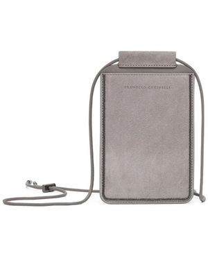 iPhone・スマホケース Brunello cucinelli 'Shiny Trim' smartphone holder Brunello Cucinelli Shiny Trim Smartphone Holder in White | Lyst