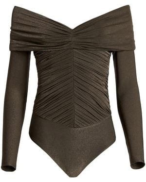 KHAITE The Panza Off-Shoulder Bodysuit - Grey