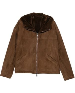 Giorgio Brato Hooded Suede Jacket - Brown
