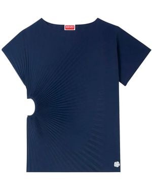 KENZO Sunray-Pleated T-Shirt - Blue