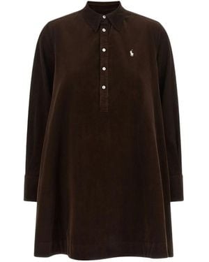 Polo Ralph Lauren Corduroy Pleated Shirtdress - Brown