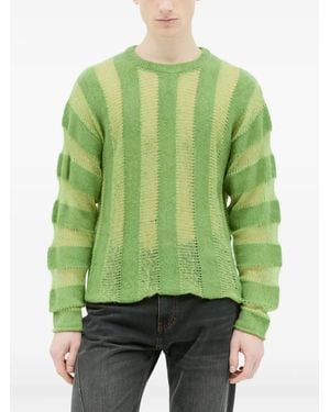 Brain Dead Gestreifter Threadbare Strickpullover - Grün