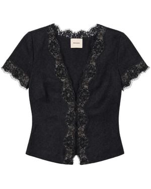 Reformation Haut Brynn Bordé De Dentelle - Black