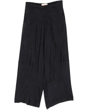 Plan C Pocket Belt-Loop Palazzo Trousers - Blue