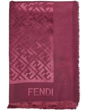 Fendi Jacquard Fringed Scarf - Purple