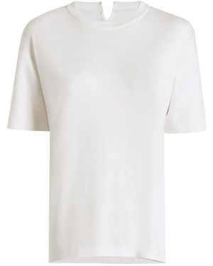 Another Tomorrow Luxe Seamed Cotton T-Shirt - White
