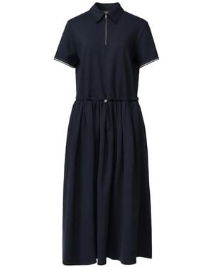 Fabiana Filippi Drawstring-Waist Polo Midi Dress - Blue