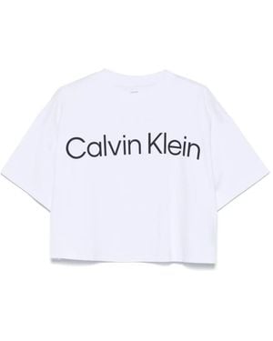 Calvin Klein Square Short T-Shirt With Logo Graphic - White