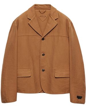 Prada Single-Breasted Cotton Jacket - Brown