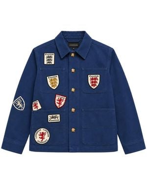 CAVENDISH® Patch-Detail Cotton Jacket - Blue
