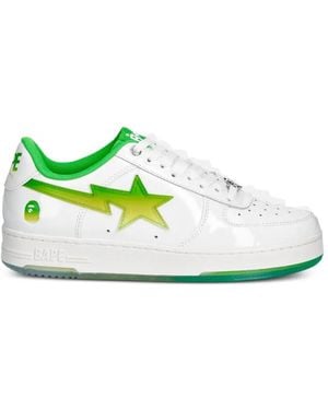 A Bathing Ape Bape Sta Patent-Leather Sneakers - Green
