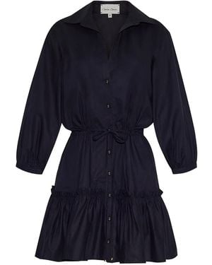 Cara Cara Robin Button-Front Ruffled Mini Dress - Blue