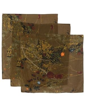 Yavi Foulard A Fiori (3 Pezzi) - Marrone
