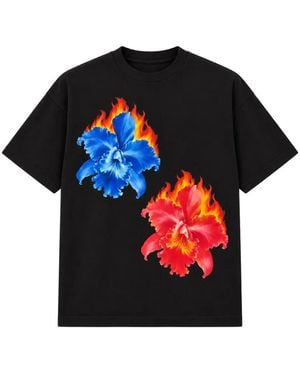 Melt T-Shirt À Fleurs - Black