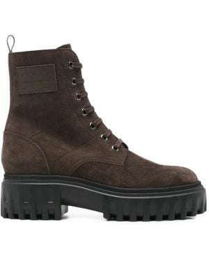 Hogan Lace-Up Suede Boots - Brown