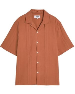 Wax London Didcot Textured Short-Sleeve Shirt - Orange