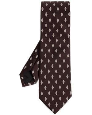 Ferragamo Micro Gancini Print Silk Tie - Brown