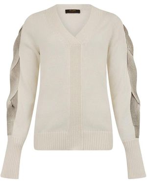 Moorer V-Neck Sweater - White