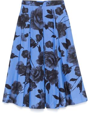 Erdem Pleated Midi Skirt - Blue