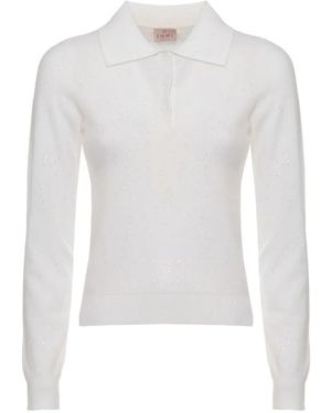 Emme Sequin-Embellished Polo Top - White