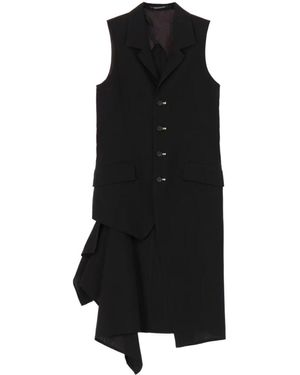 Yohji Yamamoto Asymmetric Sleeveless Blazer - Black