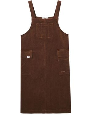 Chocoolate Corduroy Embroidered-Logo Midi Dress - Brown