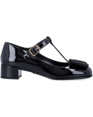 Prada Mary Janes Con Fiocco 35Mm - Blu
