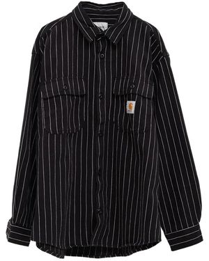 Carhartt Hendry ストライプコットンシャツ - ブラック