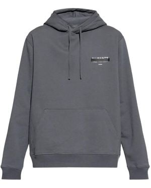 AllSaints Logo-Print Drawstring Hoodie - Grey