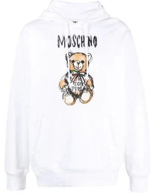 Moschino Teddy-Bear Cotton Hoodie - White