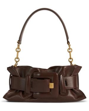 Balmain Anthem Mini-Tasche Aus Glattem Leder - Braun