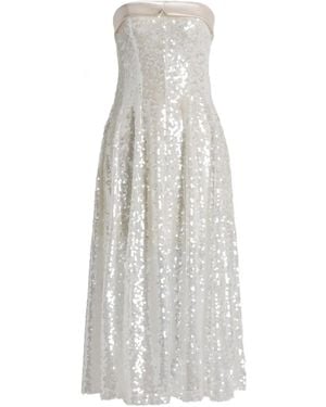 Alberta Ferretti Strapless Midi Dress - White