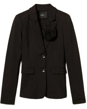 Twinset Blazer Con Broche Floral - Negro